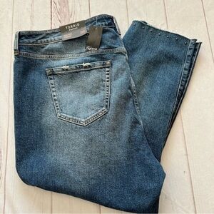 Torrid Jeans NWT Womens 20S Blue Denim High Rise  Straight Button Fly Stud Slit